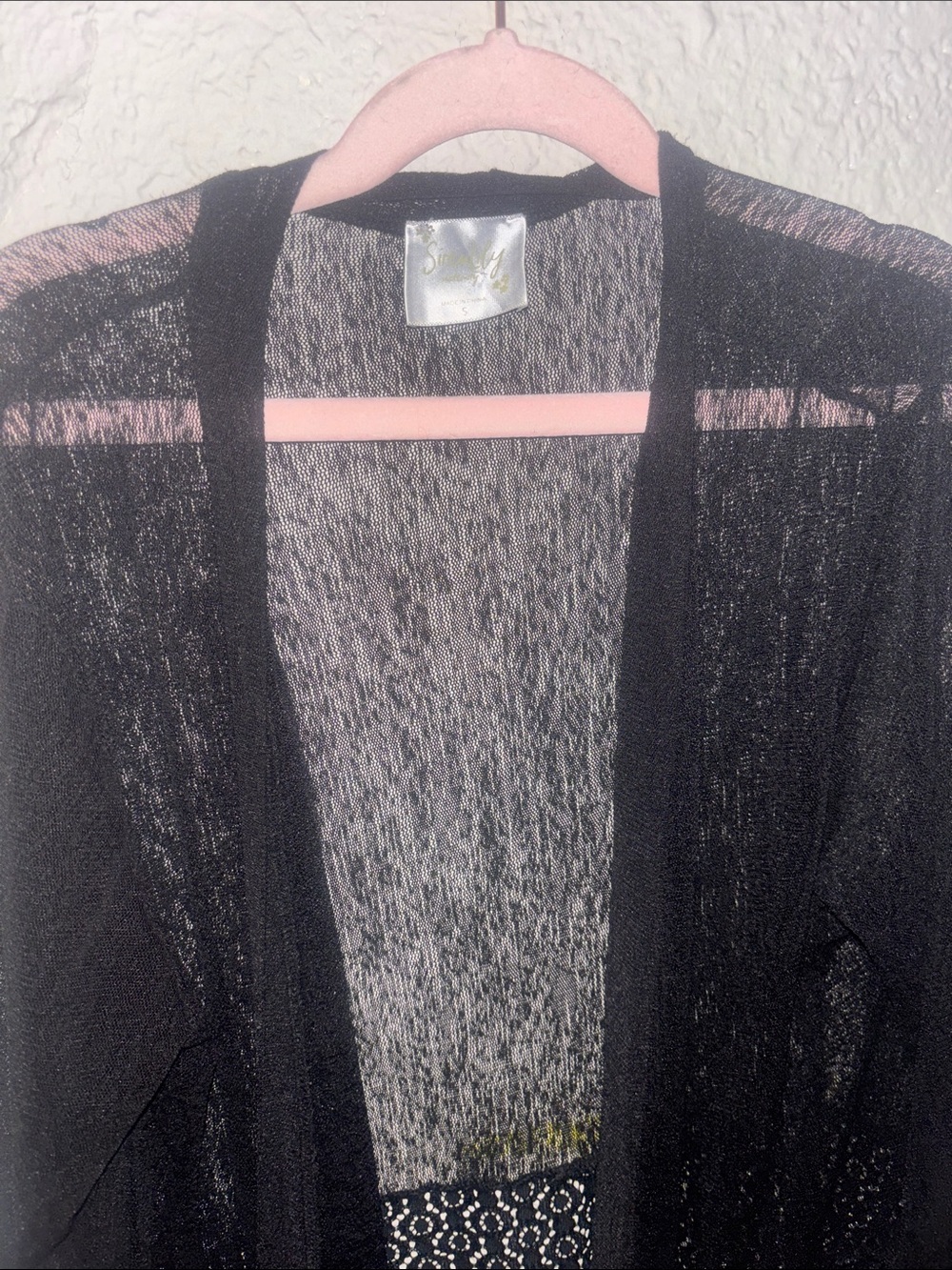 Siren Lily Black Open-Front Lace Hem Cardigan size small - Picture 3 of 5